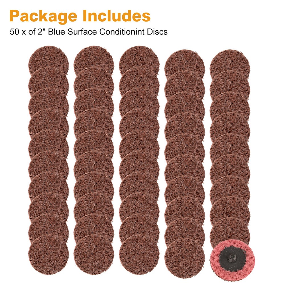 50Pc 2" Medium Surface Conditioning Discs Roll Lock Sanding Pads for Die Grinder