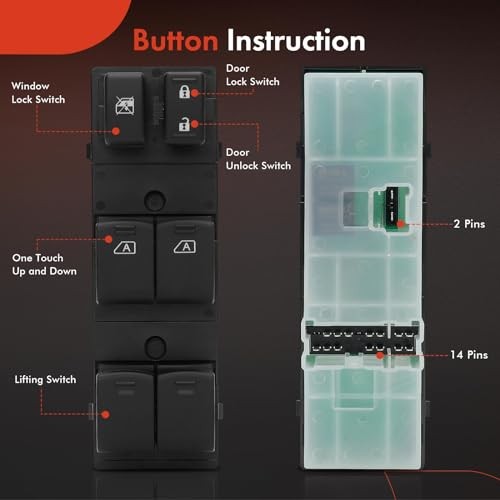 Master Power Window Switch Compatible with Infiniti FX35 2009-2010, Front