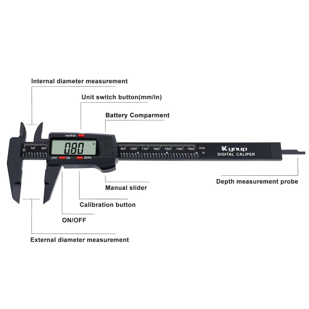 Digital Caliper, Caliper Measuring Tool with LCD Screen, Electronic Micromete...