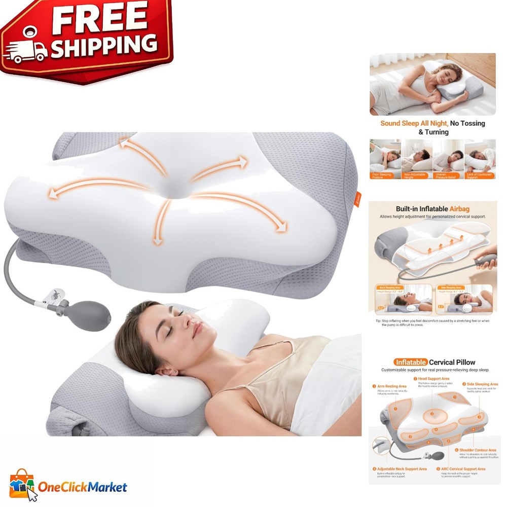 Adjustable Inflatable Cervical Neck Pillow – Ergonomic Comfort for Deep Sleep