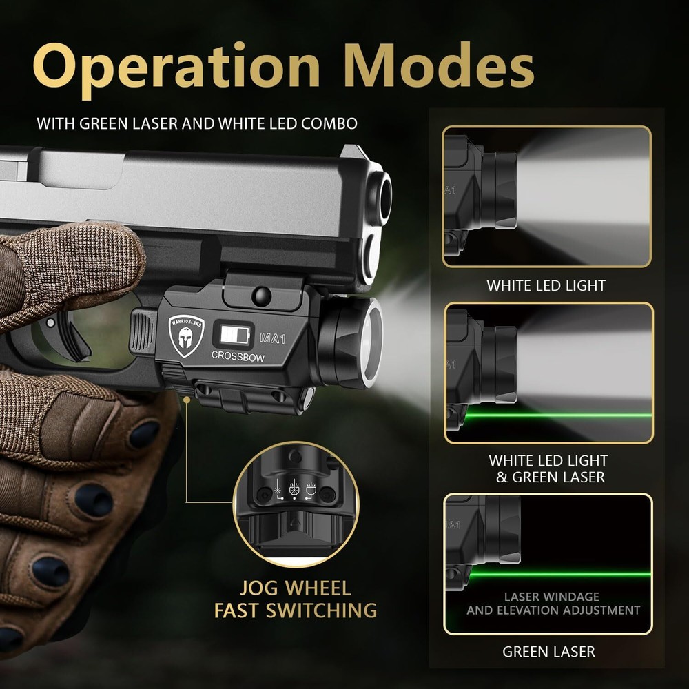 Universal Weaponlight,Green Laser&White LED Combo Tactical Light,Rechargeable