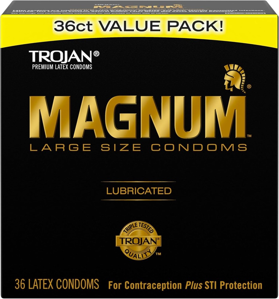 TROJAN Magnum Lubricated Large Condoms, Comfortable and Smooth Lubricated, Ameri