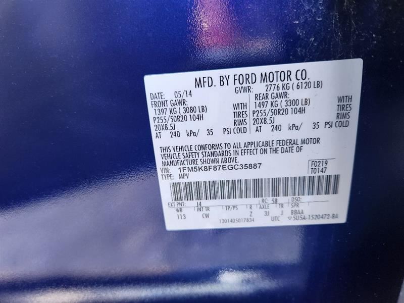 2013-2014 Ford Explorer Front 8" Display Screen ID DB5T-18B955-FA