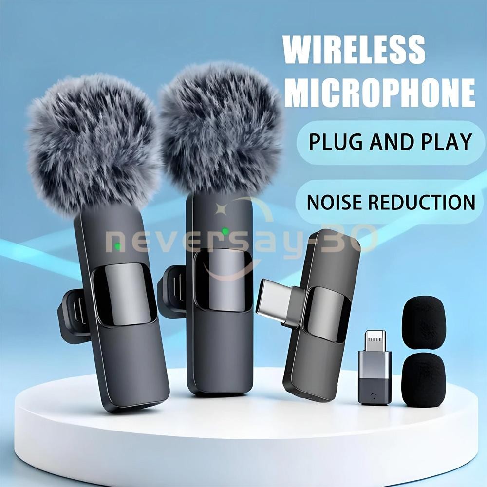 Wireless Microphone Mini Mic for iPhone/Android Phone, LED Display Lavalier Mic