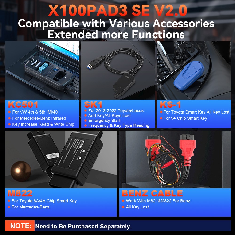 2025 XTOOL X100 PAD3 SE V2.0 Key Programming Coding Tool Scanner 38+ Service FCA