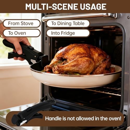 2PCS Universal Detachable Pot Handles, Removable Cookware Handle Replacement, Bl