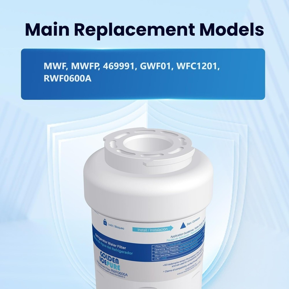RWF0600A Refrigerator Water Filter Replacement for GE SmartWater MWFA,GWFA,4PACK