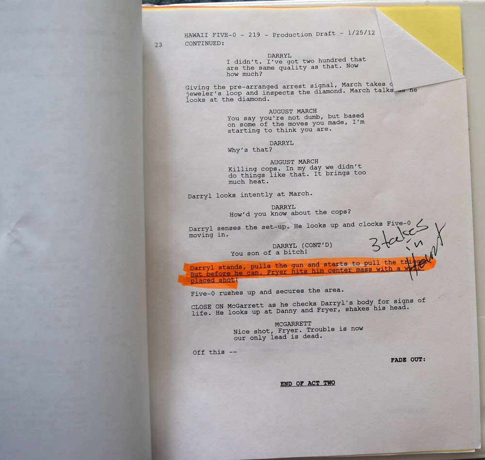 2012 Hawaii Five-O "Kalele" Original Script + Shooting Schedule