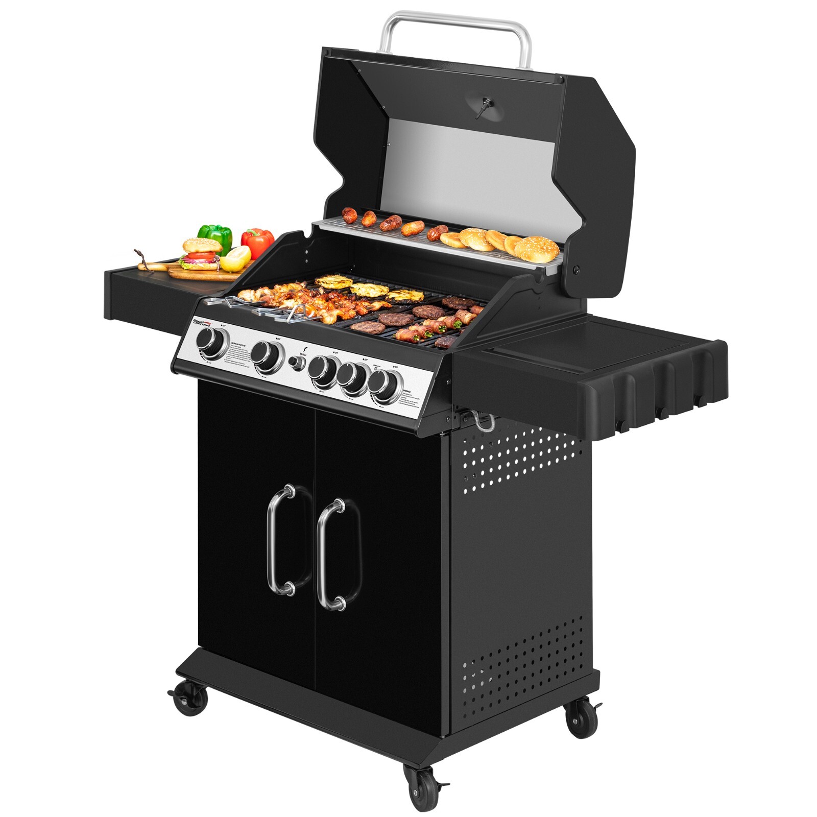 Royal Gourmet 4-Burner Gas Grill with Lidded Side Burner Cabinet Style Gas Grill