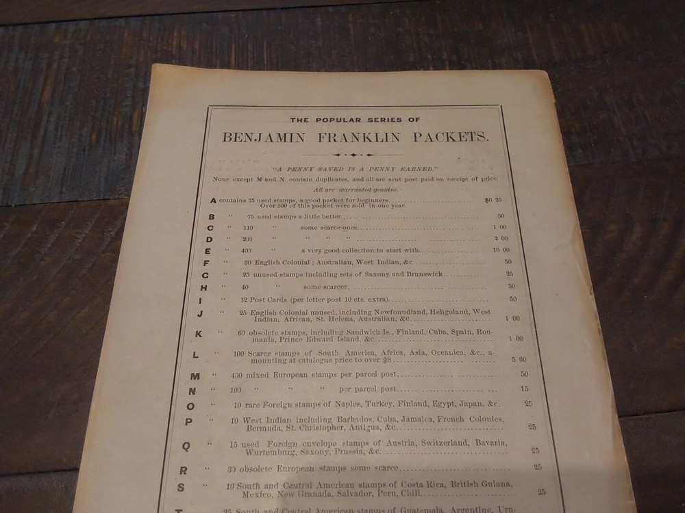 1874 D.W. Jagger Price Catalogue of Government Postage Stamps 6th Edition