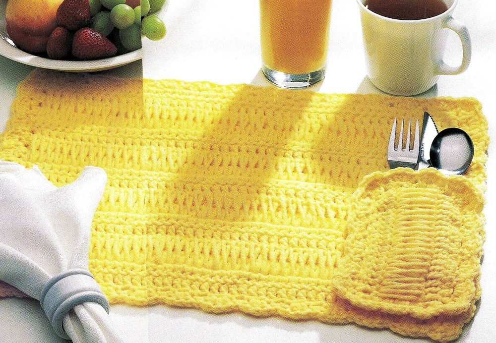 SUNNY Loop Stitch Place Mat/Decor/CROCHET PATTERN INSTRUCTIONS ONLY