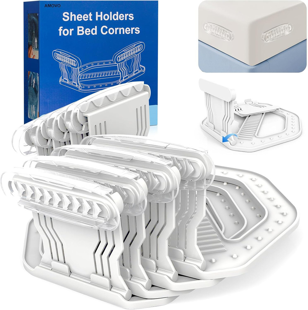 Bed Sheet Holders for Corners Keep Sheets in Place Firmly - Foldable Fitted Shee