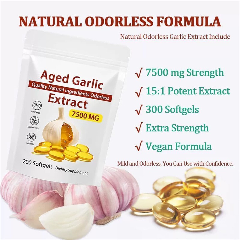 Elare Aged Garlic Extract, 300 Softgels, 7500mg Odorless | Heart & Immune US