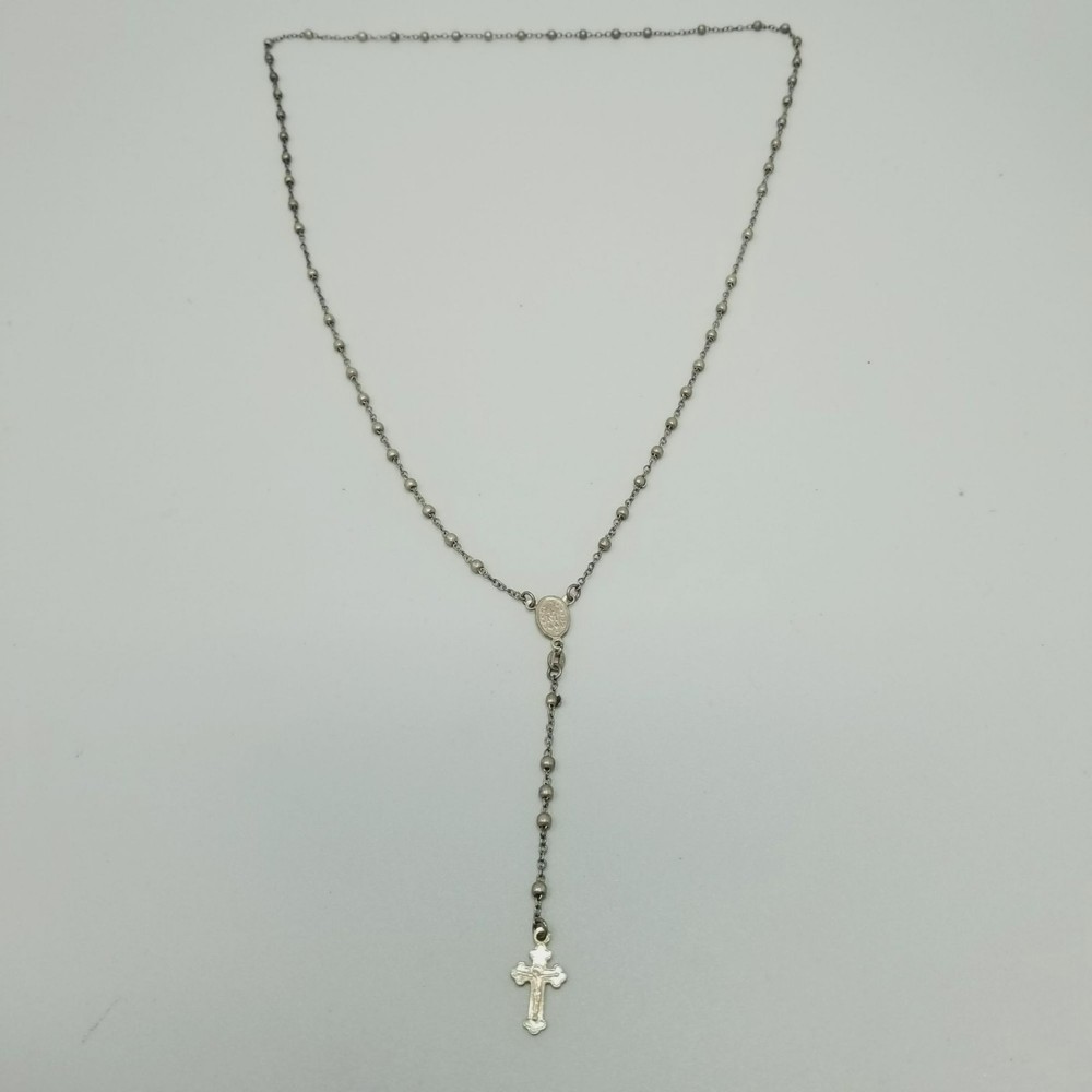 Vintage Sterling Silver Rosary Necklace Crucifix 925 Italy AS IS