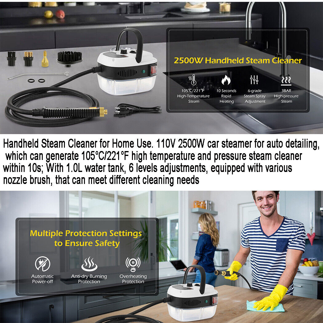 2500W Handheld Car Detailing Cleaning Machine High Temp Steam Cleaner Household