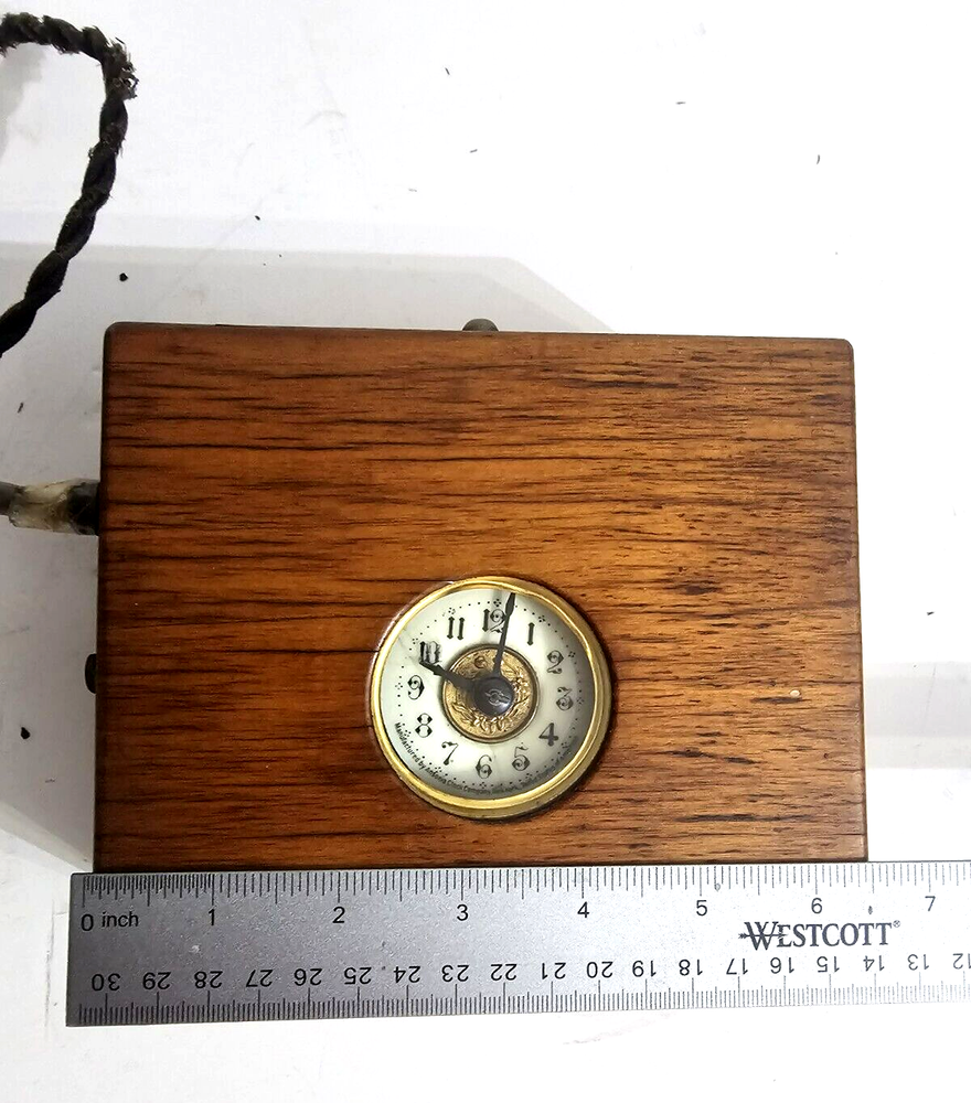 RARE ANTIQUE DYNAMITE EXPLOSIVE DETONATOR TIMER CLOCK WOODEN SWITCH BOX 1900'S