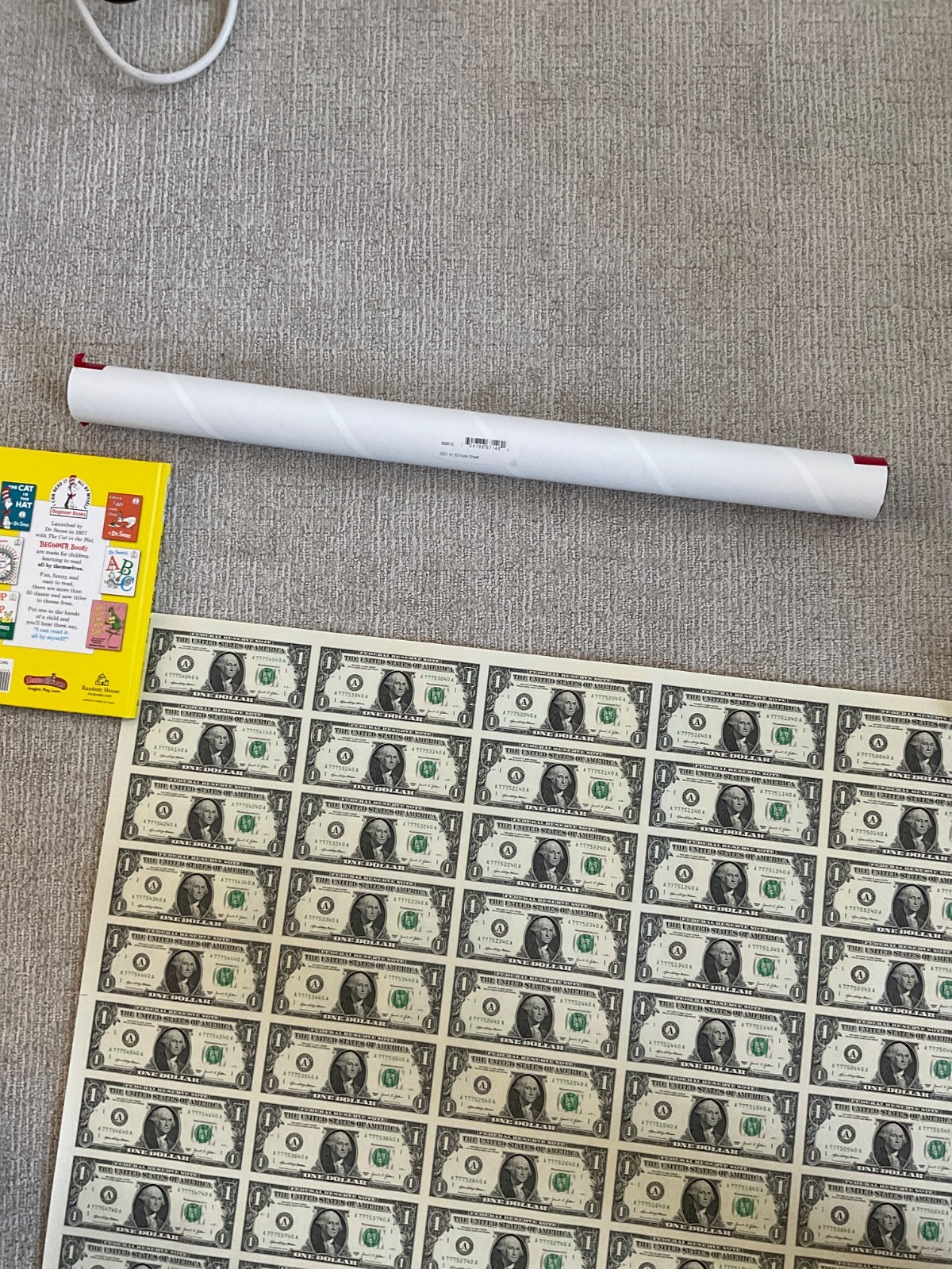 $1 50 Note Sheet Uncut Currency 2021 Boston (A) face value $50