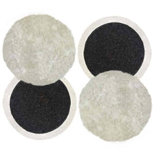 Wool Buffing Pads 6 Inch, 2 Pack Wool Buffing Pads with Hook & Loop Backing