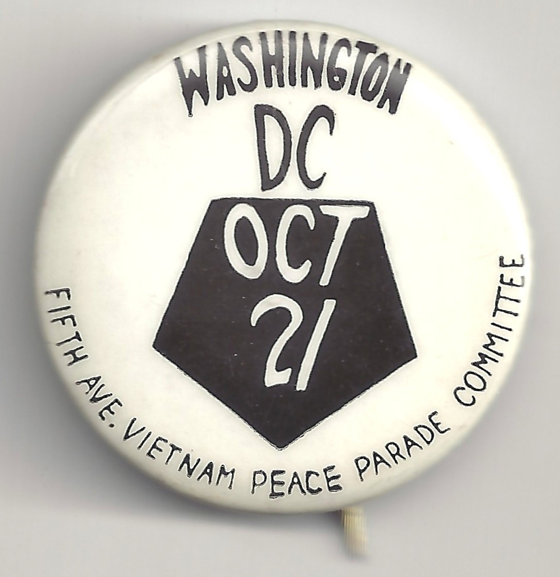 Oct 21, 1967 Vietnam War Pentagon Protest Pin ~ 5th Ave Peace Parade Committee