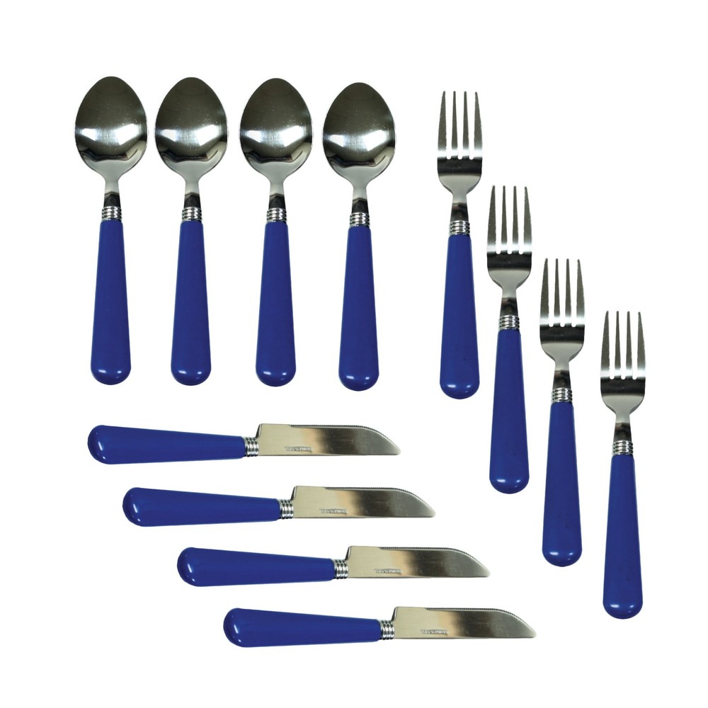 24-Piece Enamel Tableware Set Lightweight Dinnerware Complete Set Blue