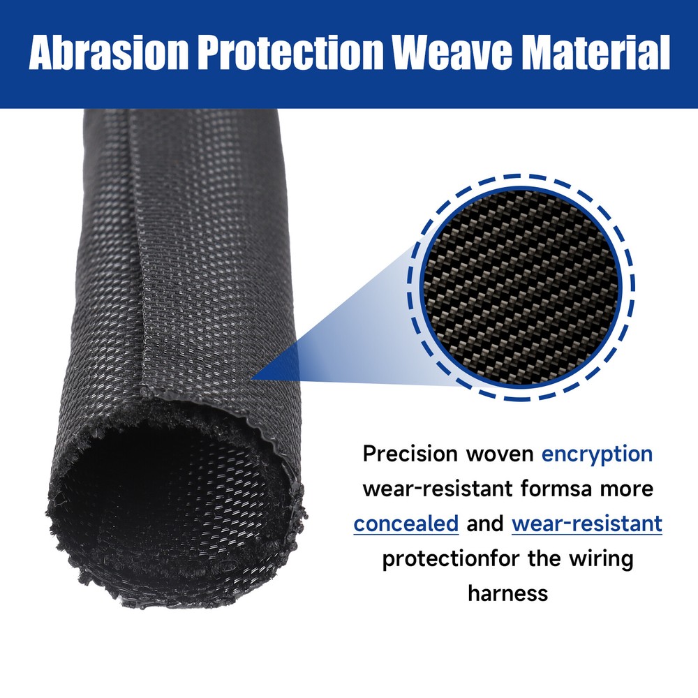 Braided Split-Sleeve Wire Loom for High-Temperature Auto Cable Harness Wrapping