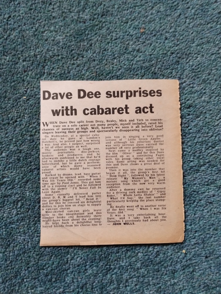 Sk15 Ephemera 1970 Pop Article Dave Dee