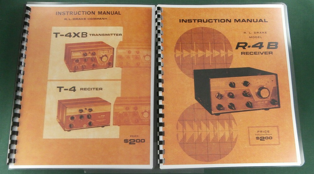 Drake T-4XB & R-4B Instruction Manuals: w/11"x17" Schematics & Protective Covers