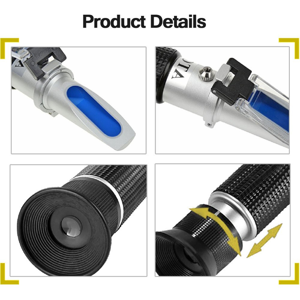 Brix Refractometer with ATC, Dual Scale - Specific Gravity & Brix, Hydrometer in
