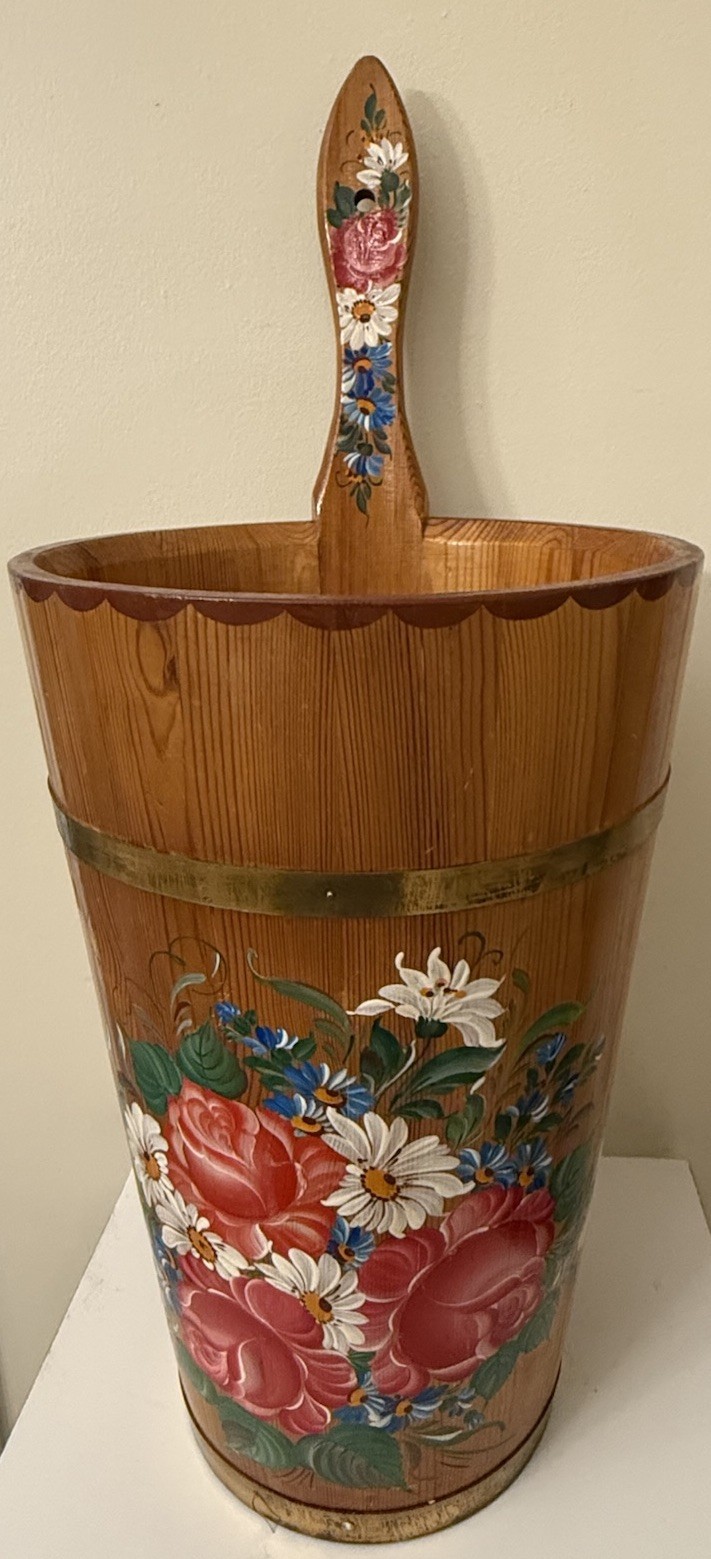 VTG Wood Umbrella Cane Plant Stand Handcrafted Painted Country Farmhouse 24"