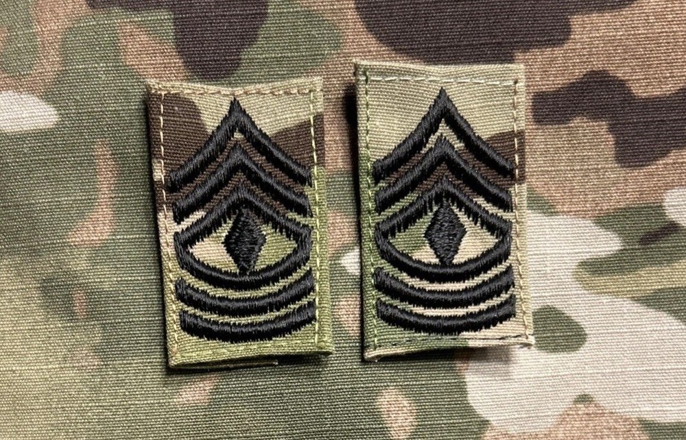 US Army 1SG/E8 Cap Rank (2) OCP Sew-On First Sergeant