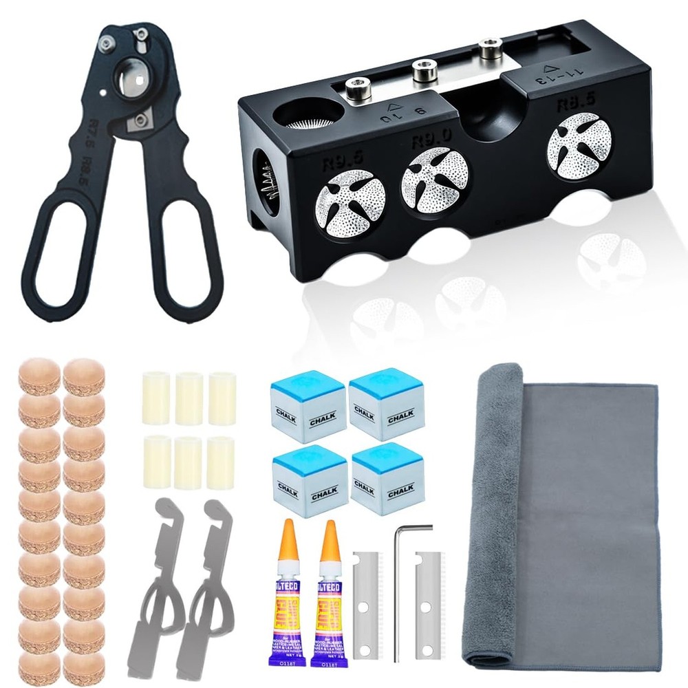38PCS Pool Cue Tips Replacement Kit, 13mm Pool Stick Tips Replacement Kit Bil...