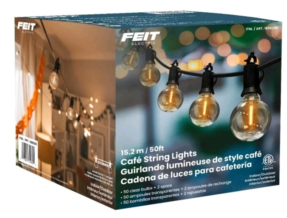 Feit Electric 50' LED Cafe String Light - NEW