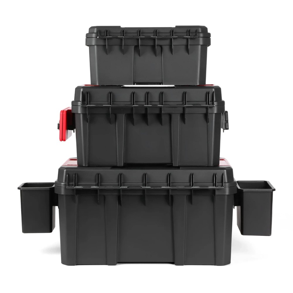 13-inch tool box, padlock compatible, with foldable handle