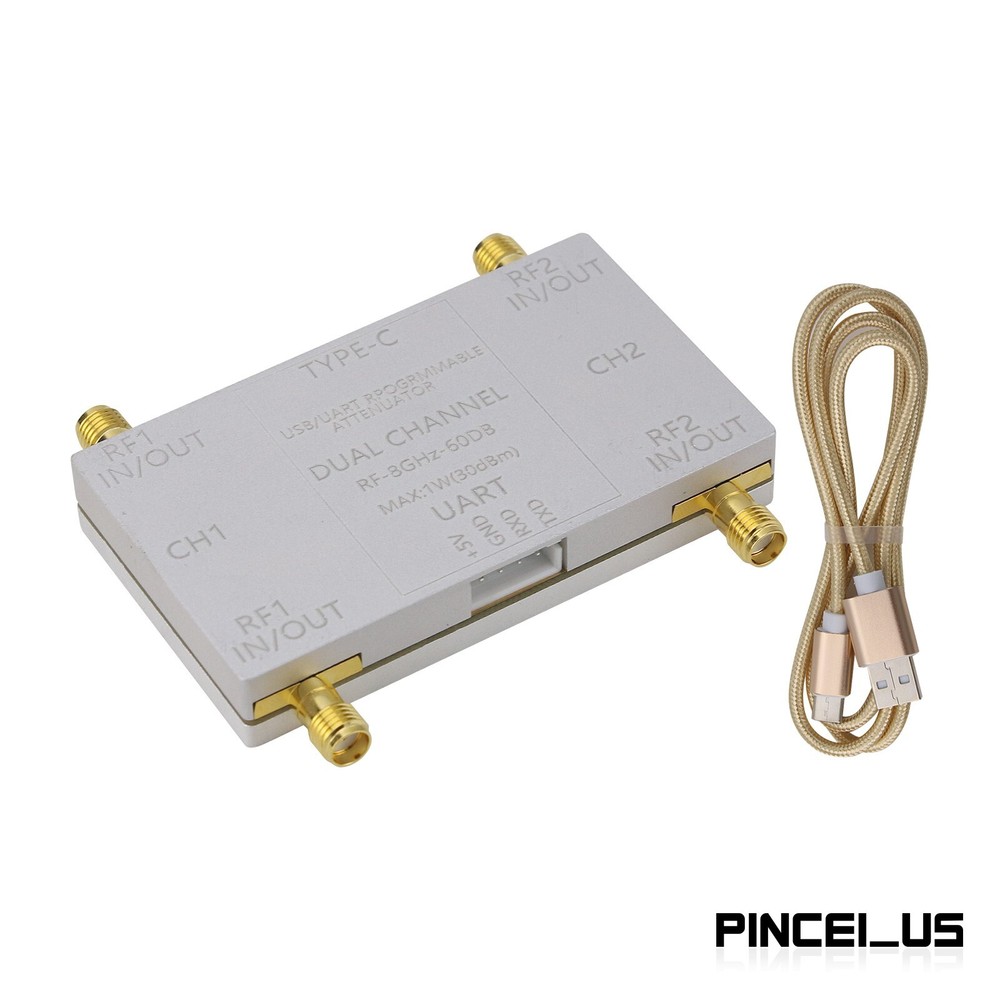 RF-8GHz-60DB Dual Channel Programmable Attenuator (Main Unit + Type-C Cable) pe6