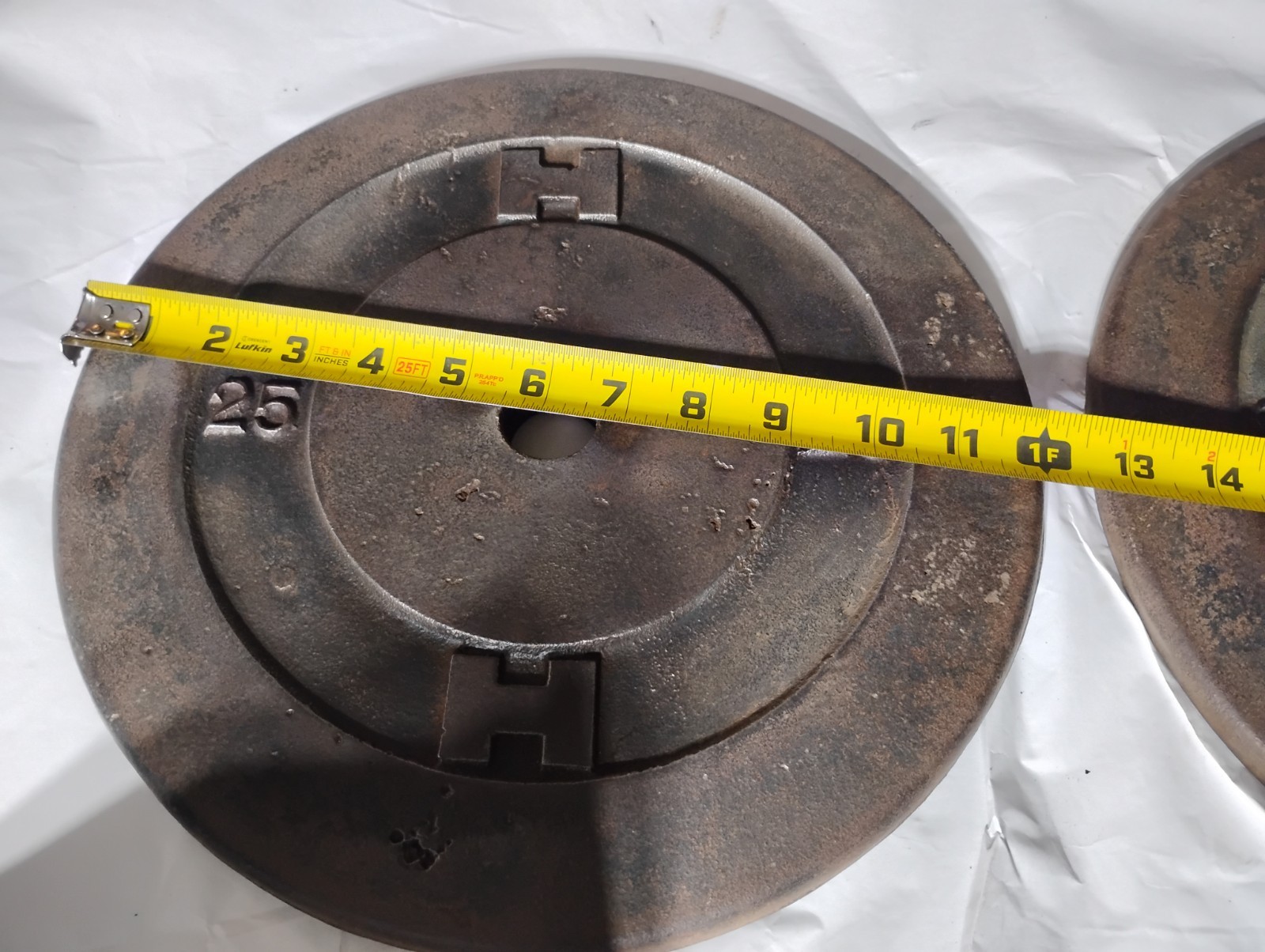 vintage Healthways Hollywood 25lb standard weight plate pair double H