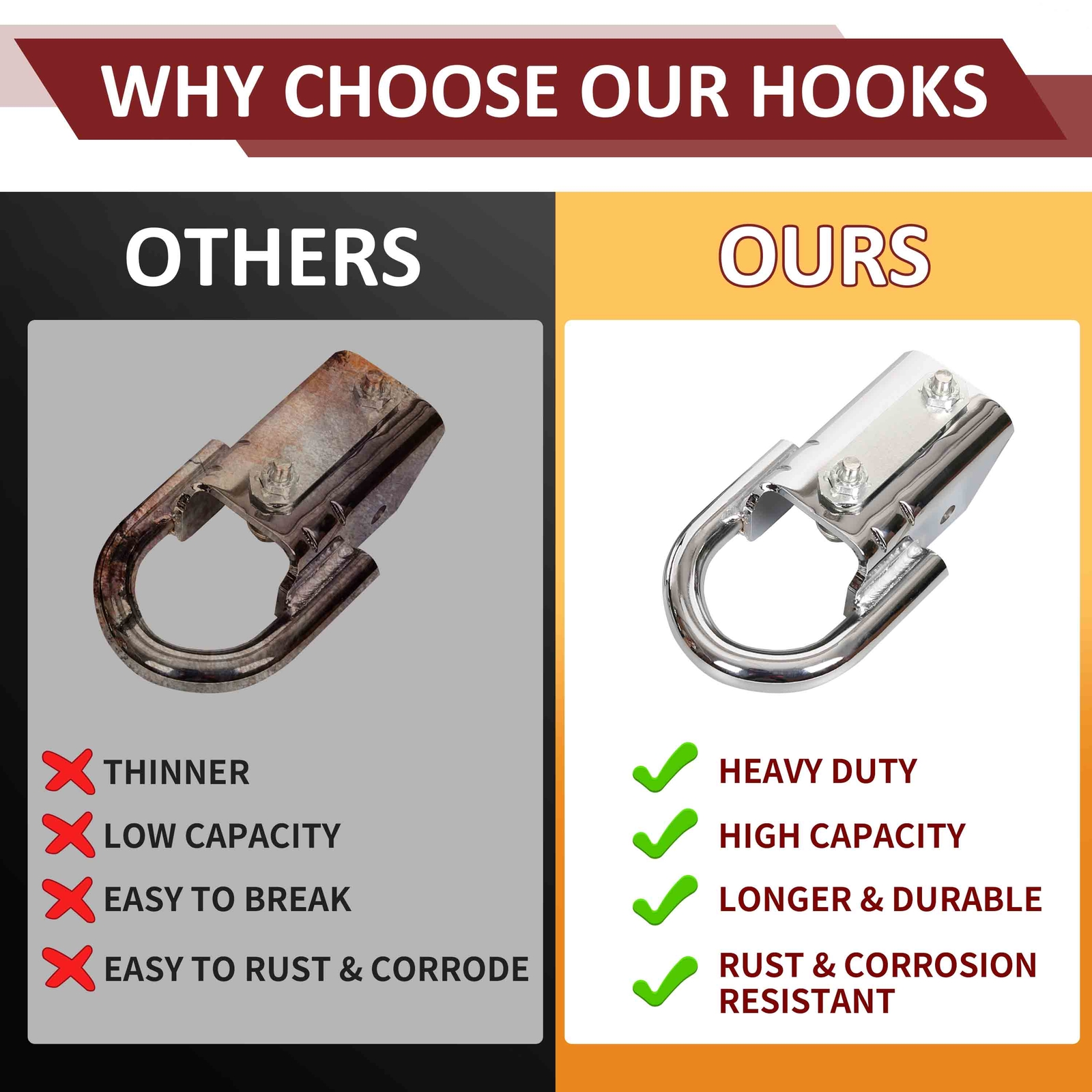 Fit For 2004-2024 2008 2009 Ford F150 F-150 Chrome Tow Hooks w/ Hardware - Pair