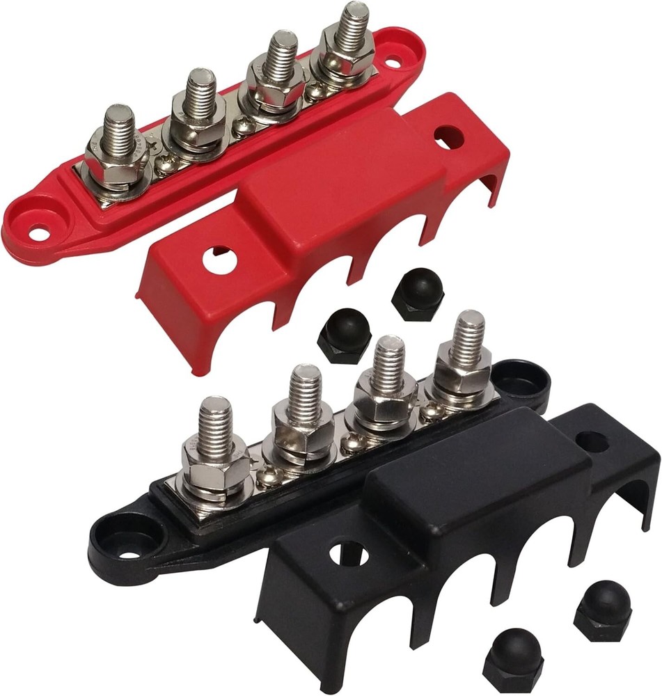Durable Power Distribution Block - 4 Studs, 48V Capacity for Marine Environments