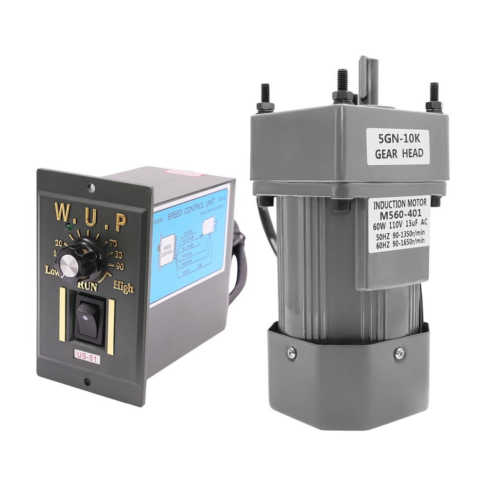 110V 60W AC Gear Motor Electric Variable with Speed Controller Single-phase 1:10