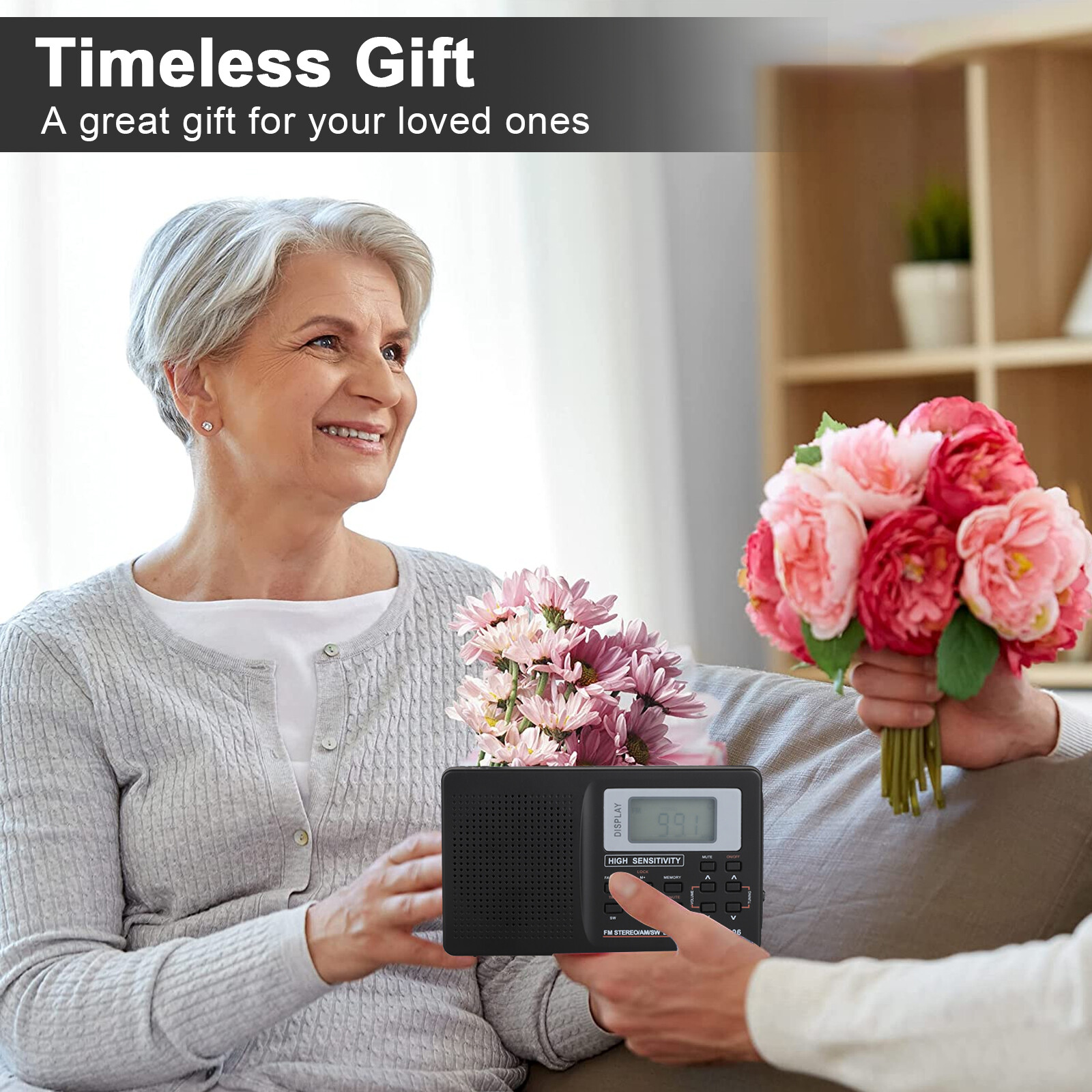 Portable Full Band AM/FM/SW/MW/LW Radio Digital Stereo Speaker Player+Headphones