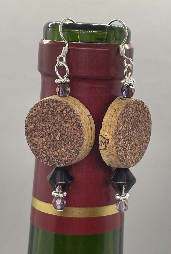 Upcycled Wine Cork Earrings-Handmade