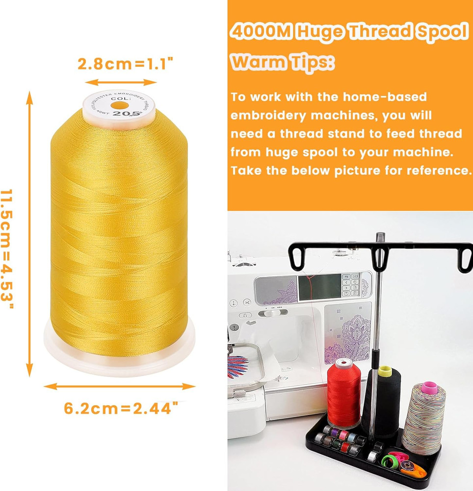 - Single Huge Spool 4000M Each Polyester Embroidery Machine Thread 40WT for Comm