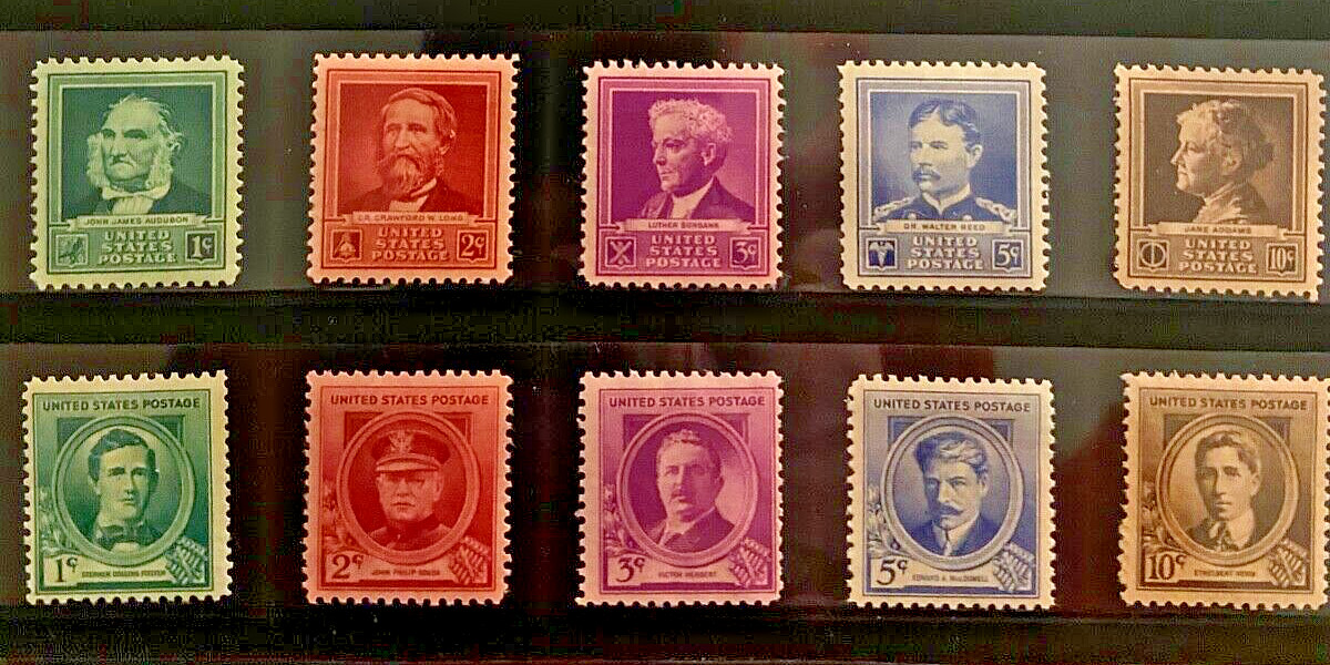 US STAMPS SC#859-893 FAMOUS AMERICANS COMPLETE SET MINT OG NH