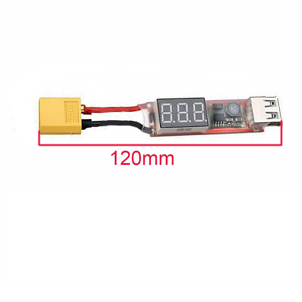 XT60-Plug Connector to USB Plug with Voltage LCD Display for iPhone Android