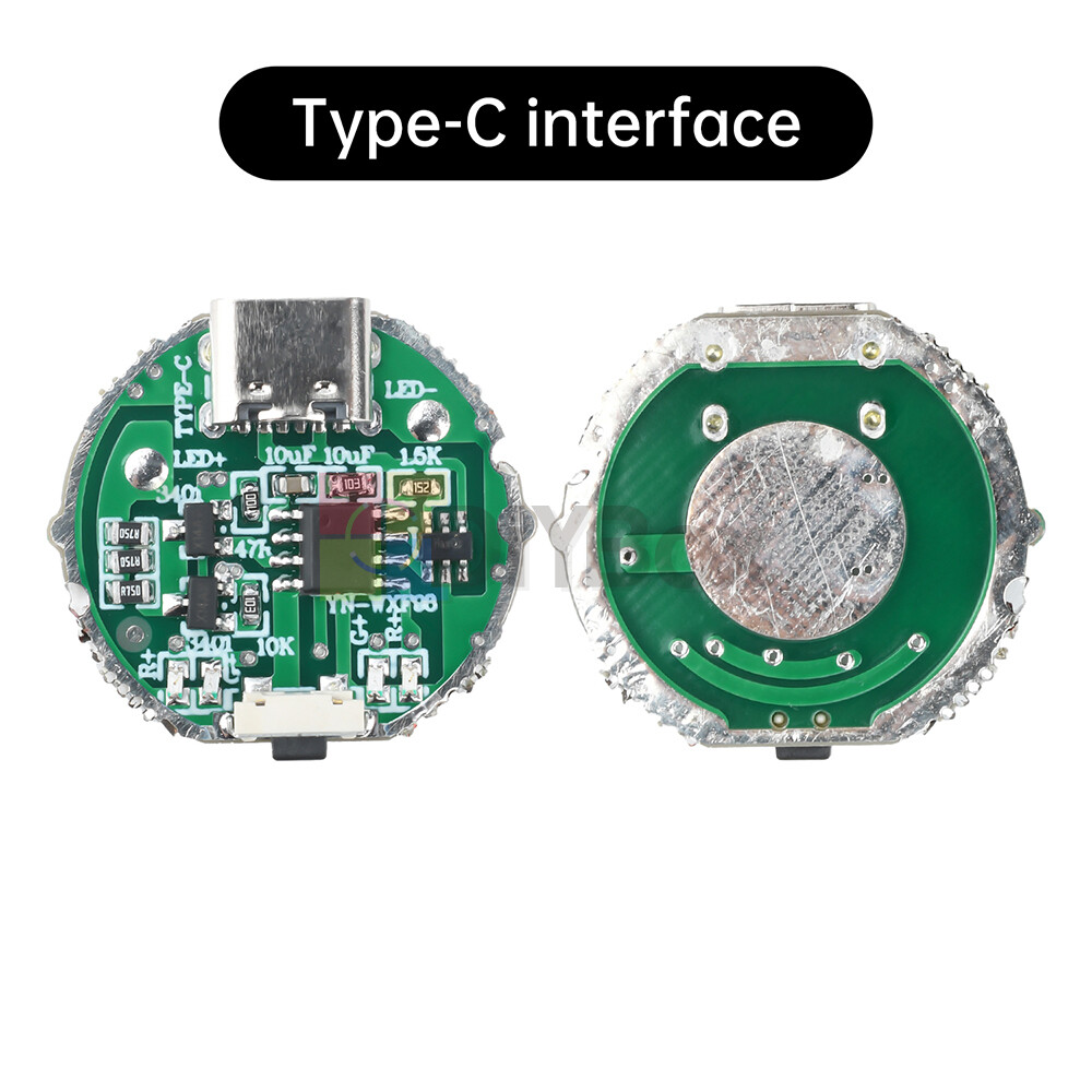 Flashlight Driver Switch Circuit Board 3-Level Type-C/Micro USB for 10W LED Bead