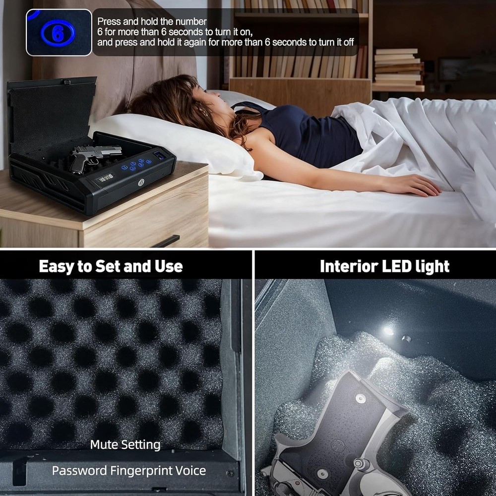 gun safe，with 3 Quick-Access Fingerprint，Passcode，Key.with LCD Display，with