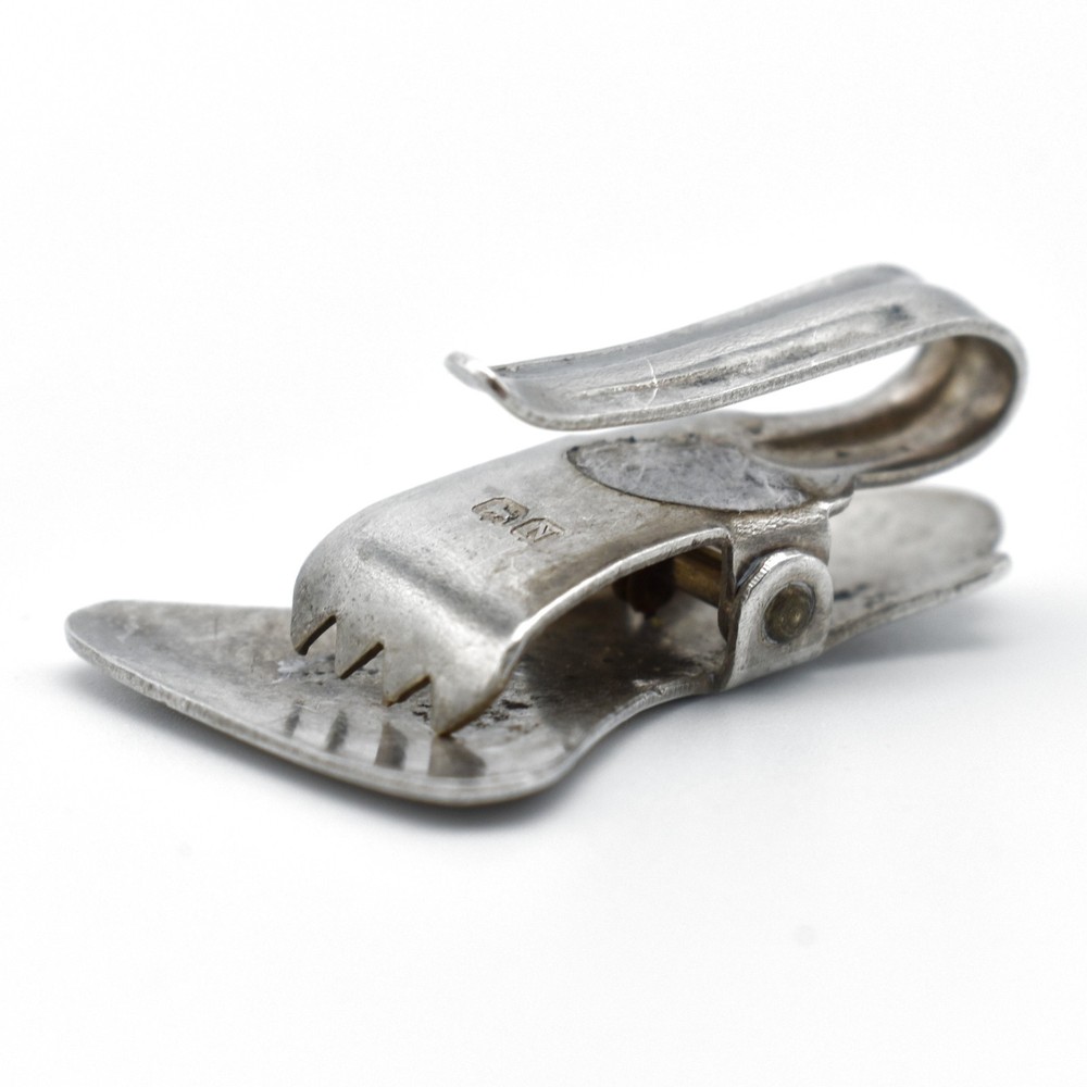 Antique Solid Silver Napkin Clip Art Deco 1937 Pattern Engraved