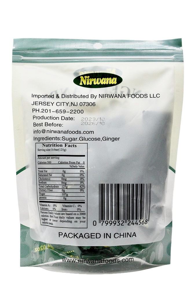 Nirwana Ginger Candy – Individually Wrapped for Freshness – Bulk 1 PACK
