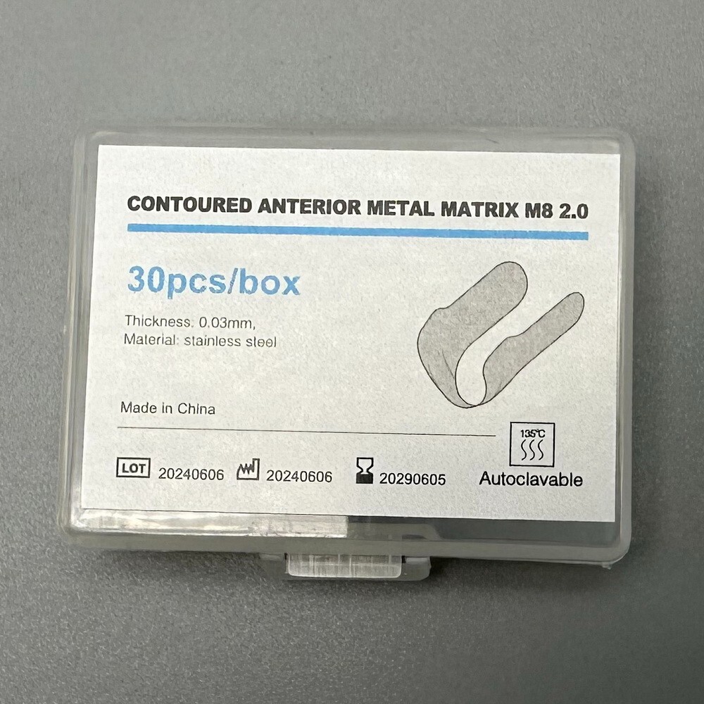 30Pcs Dental Matrix Contoured Anterior Metal Matrix M8 Twin Anterior Matrices