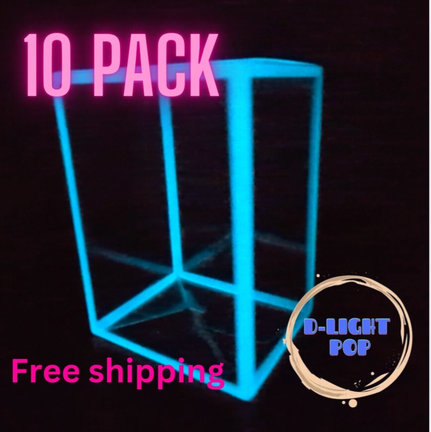 10 PACK! Extra thick Deluxe 4" Blue💙 Glow In The Dark Funko Pop Protector Case