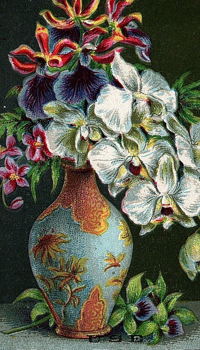 1880's Victorian Trade Card Kazine Washing Compound Flower Bouquet Antique Vase